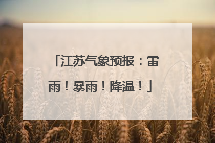 江苏气象预报：雷雨！暴雨！降温！